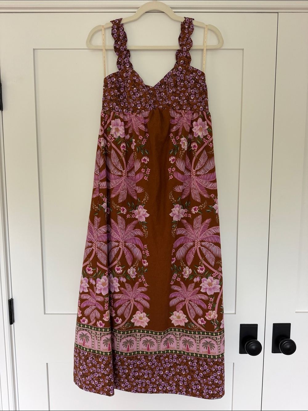 Farm Rio Brown & Pink Floral Maxi Sundress